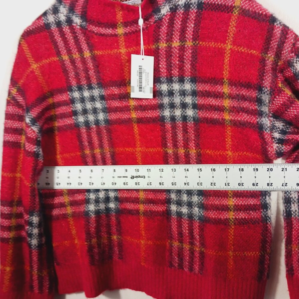 NWT Mudpie, Red Jenson Plaid, Mock, Pullover Sweater, Wide Sleeve, Sz Small Cozy - Picture 11 of 16